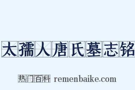 太孺人唐氏墓志铭是什么意思的图片